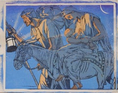 Mabel A. Royds The Flight in Egypt Woodblock print c. 1920