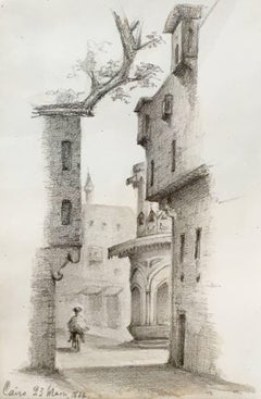 Oscar Andreae: Cairo Street Scene drawing 1866