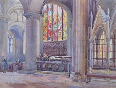 Antique William Matthison c. 1900 Christ Church Cathedral Oxford College watercolour 