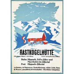 W H Tittel Rastkogelhütte Original Vintage Skiing Climbing Travel Poster Austria