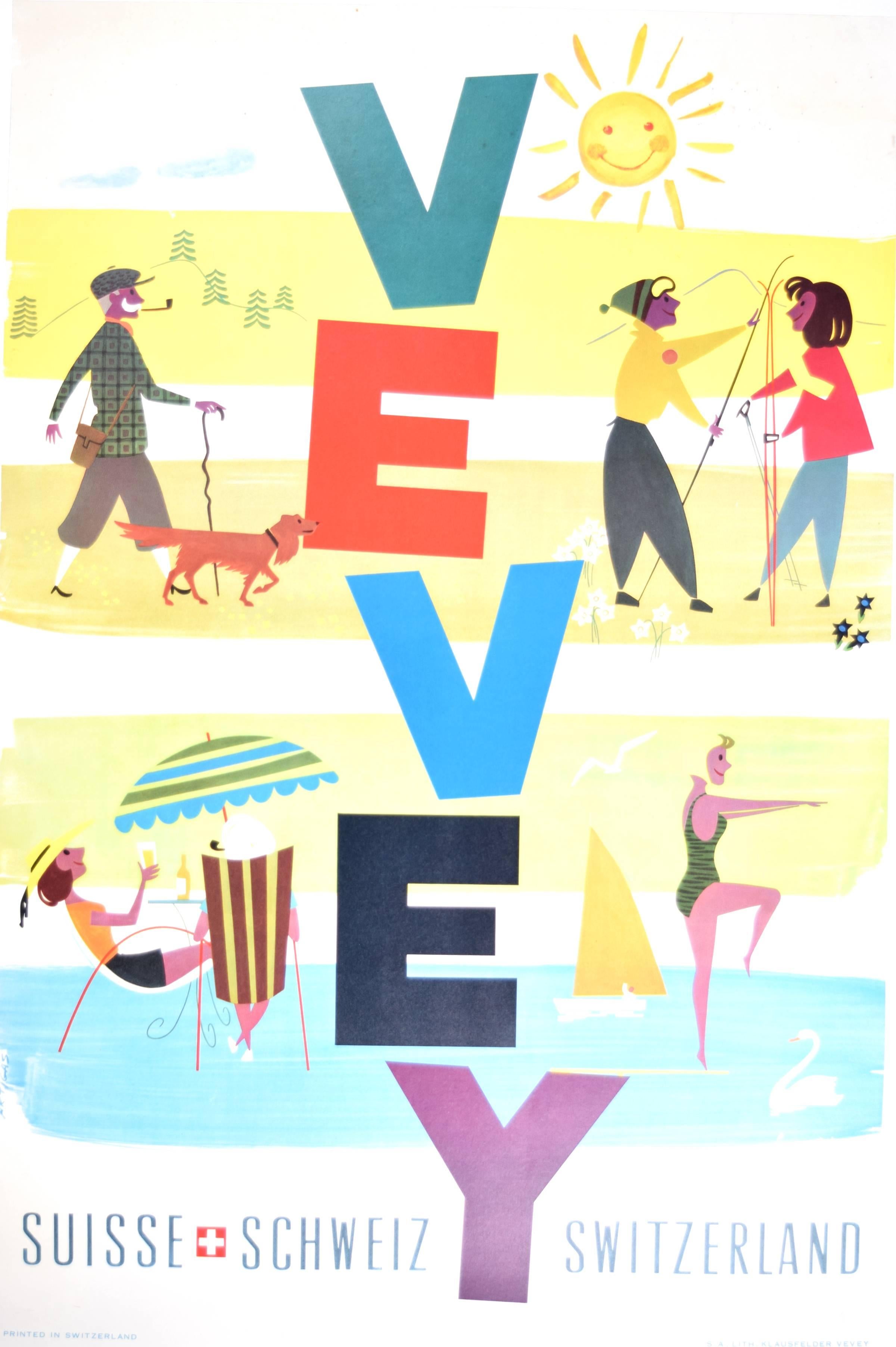 Vevey Switzerland in Summer original poster by Josep Artigas Ojeda