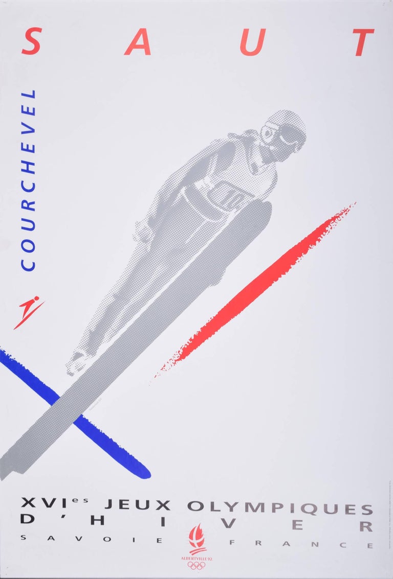 Unknown - Courchevel 16th Winter Olympics poster Albertville France 1992:  Saut - Ski Jump For Sale at 1stDibs