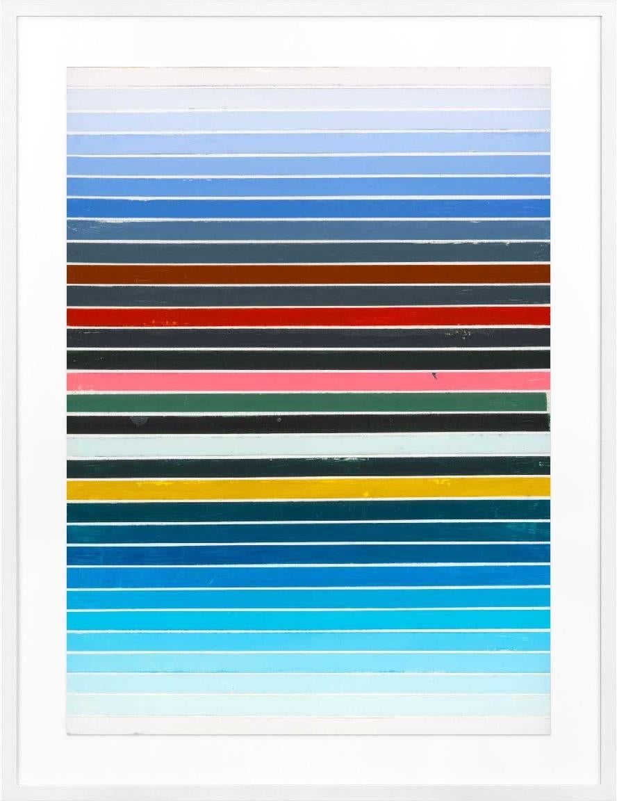 Peter builds gradient color shifts to represent horizon lines and reflections on water. The subtle variations in this cool color palette radiate positive, soothing energy.

Following his studies in law and sociology as well as half a year in Iceland