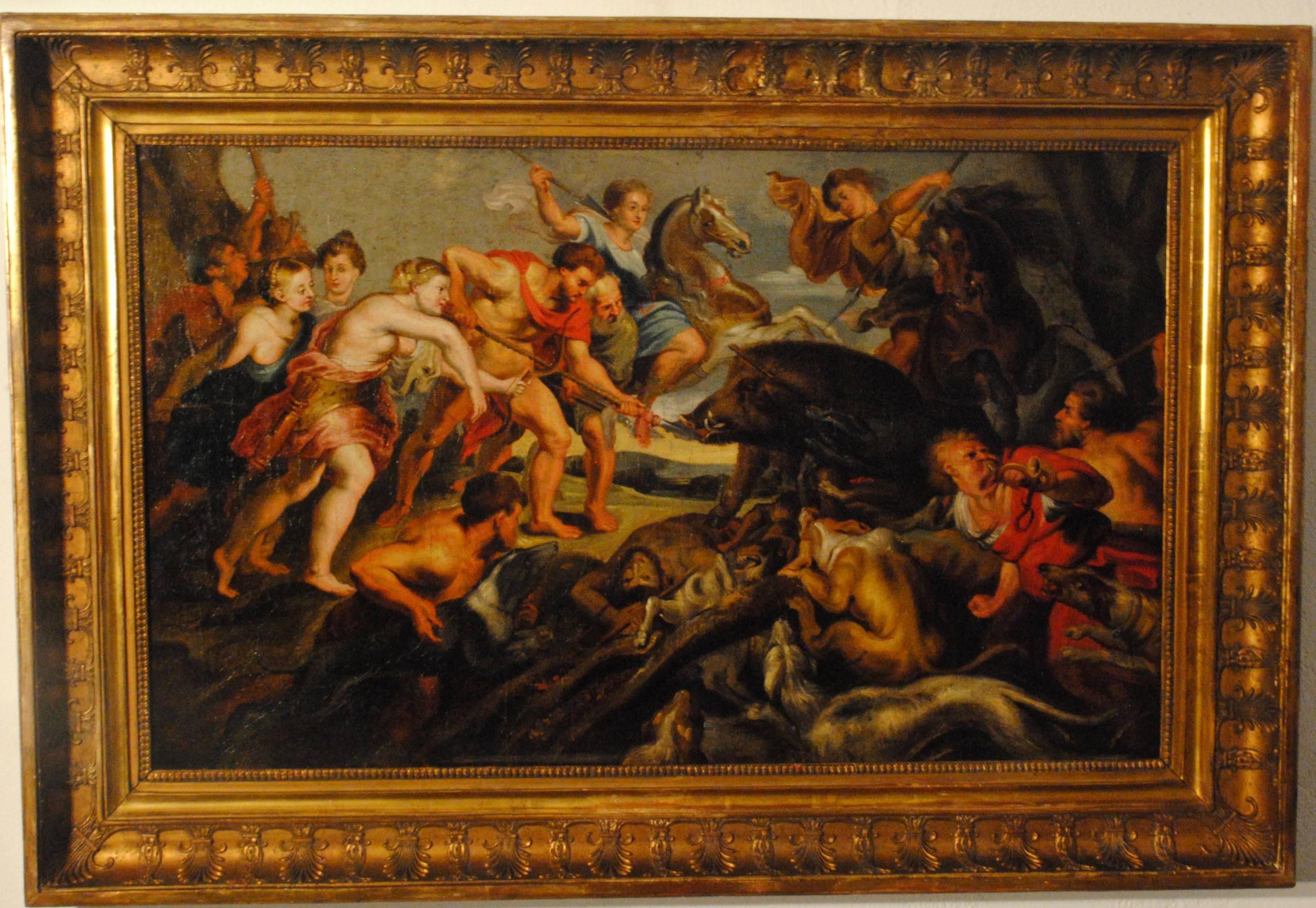 The Hunting of the Calydonian Boar  (The Hunt of Meleagros and Atalanta) - Painting by Peter Paul Rubens