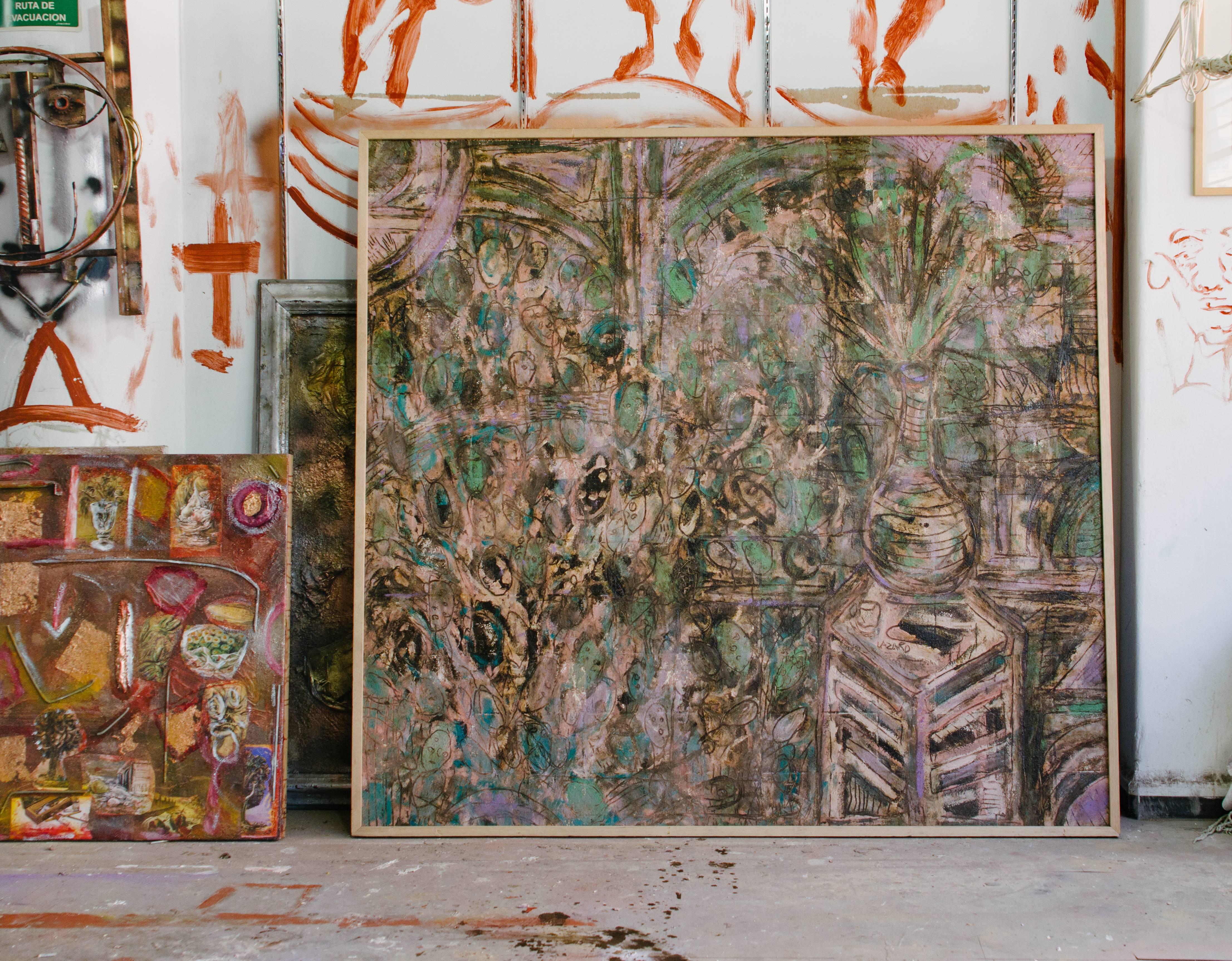 In The Studio  - Abstract Painting by Alex Lazard