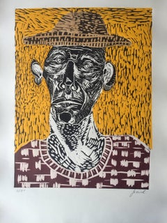 Title: "Ebodio" - Wood Engraving Portrait Printed on 100% Cotton Paper