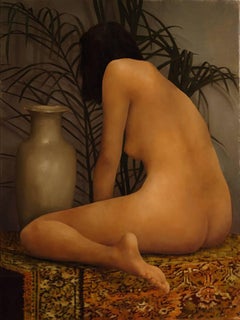 Girl on an Egyptian Rug - Nude Oil Painting