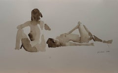 Sepia Nude II, Watercolor Painting