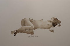 Sepia Watercolor Nude on Paper