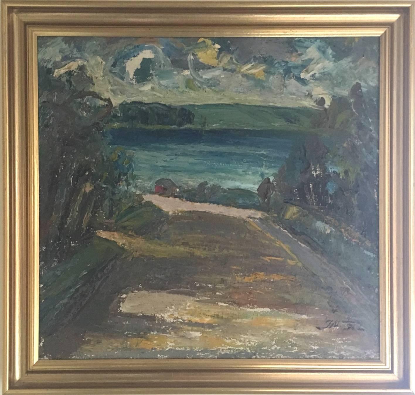 Path to Water, Mid-century Impasto Oil Landscape Painting  For Sale 1