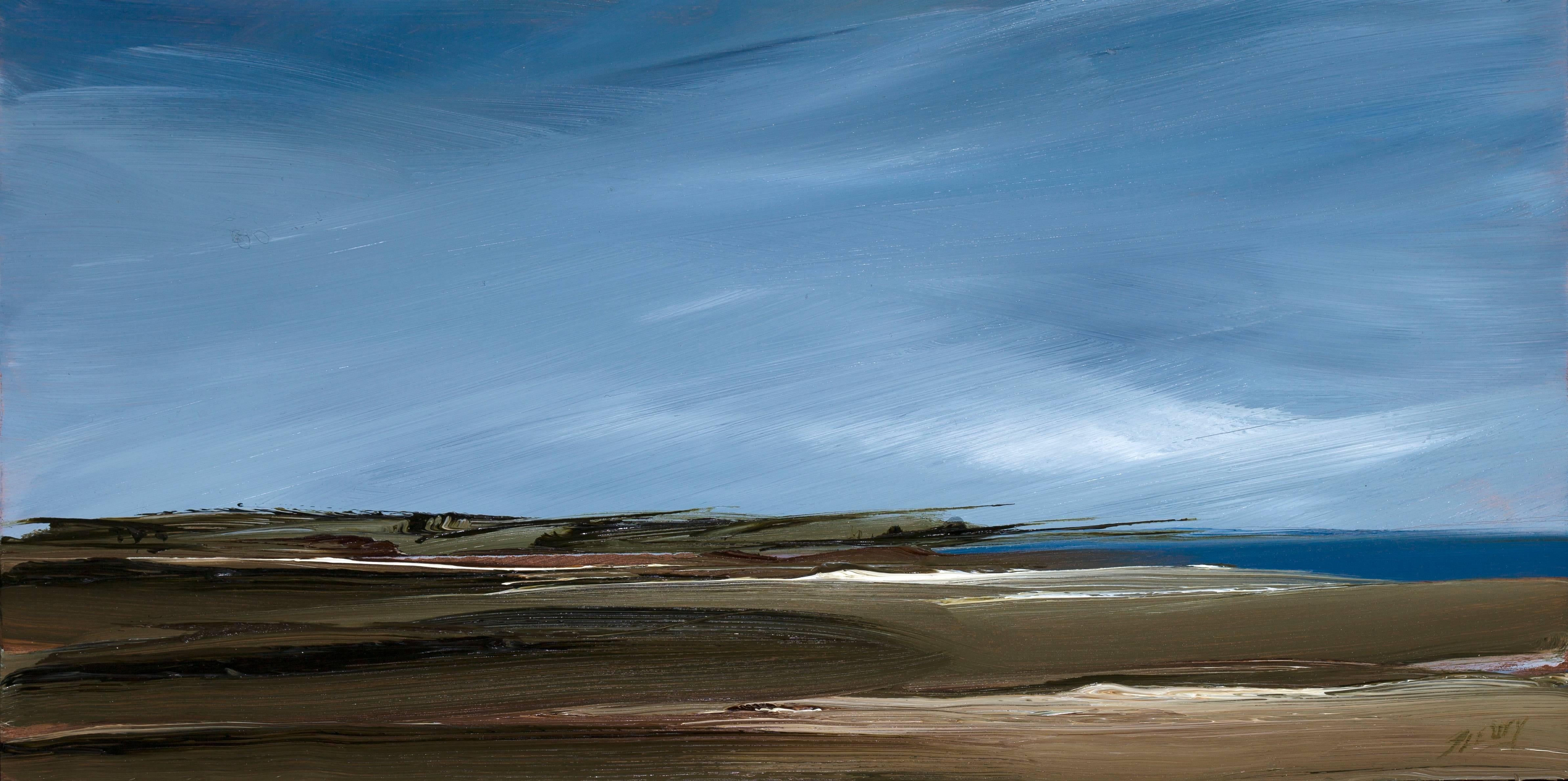 Rick Fleury Abstract Painting - Pace, First Encounter on Eastham - Seascape Painting on Copper