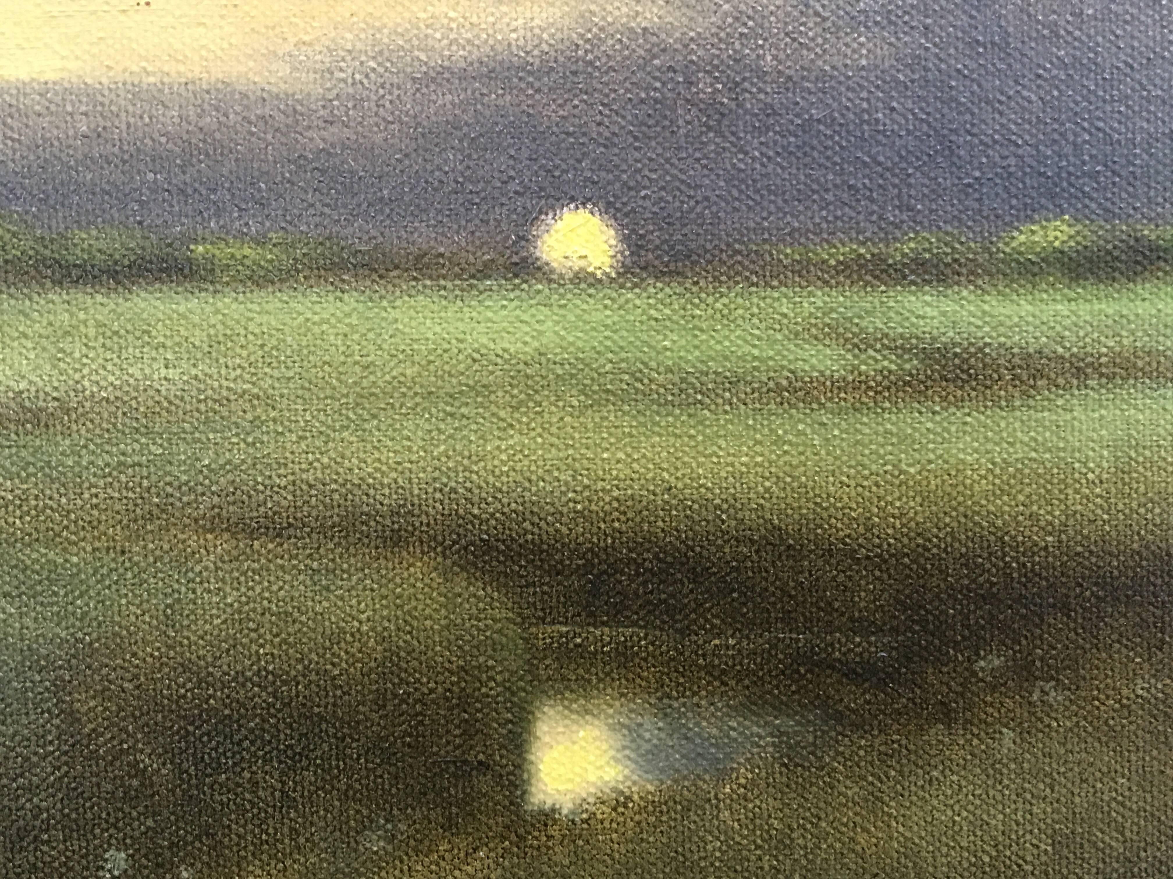 Across the Marsh, Tonalism- Oil Landscape Painting For Sale 1