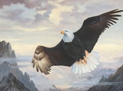 Eagle in Flight - Oil Wildlife Landscape Painting