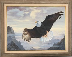 Eagle in Flight - Oil Wildlife Landscape Painting