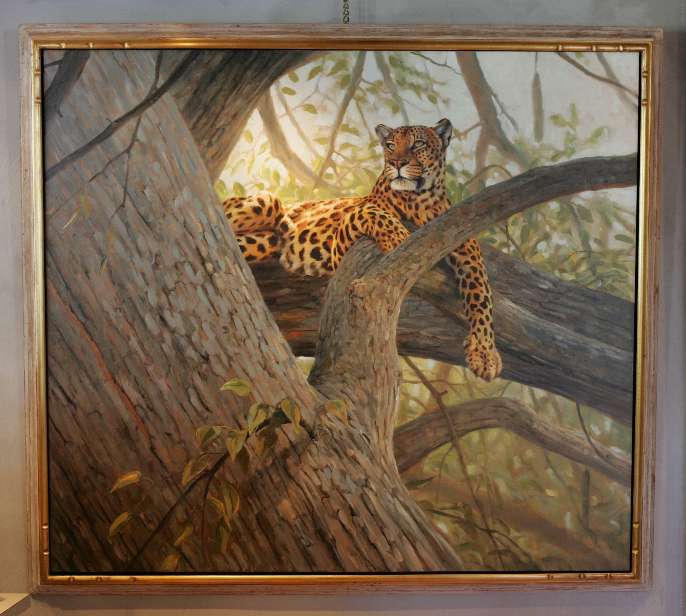 The Great Throne (African Leopard), Oil Wildlife Painting  For Sale 1