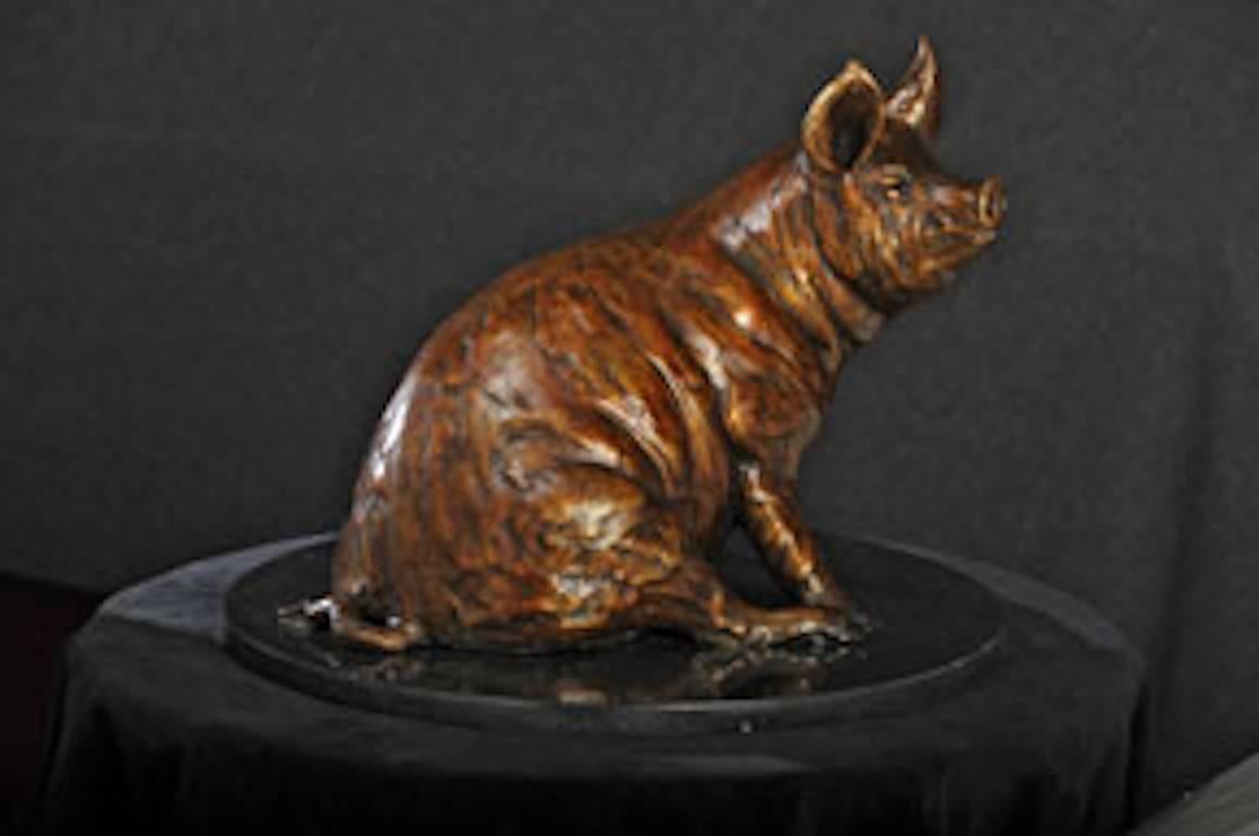 Nancy's Pig, Limited Edition Bronze - Sculpture by Forest Hart