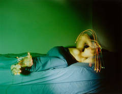 Vintage Figure with Light Trails