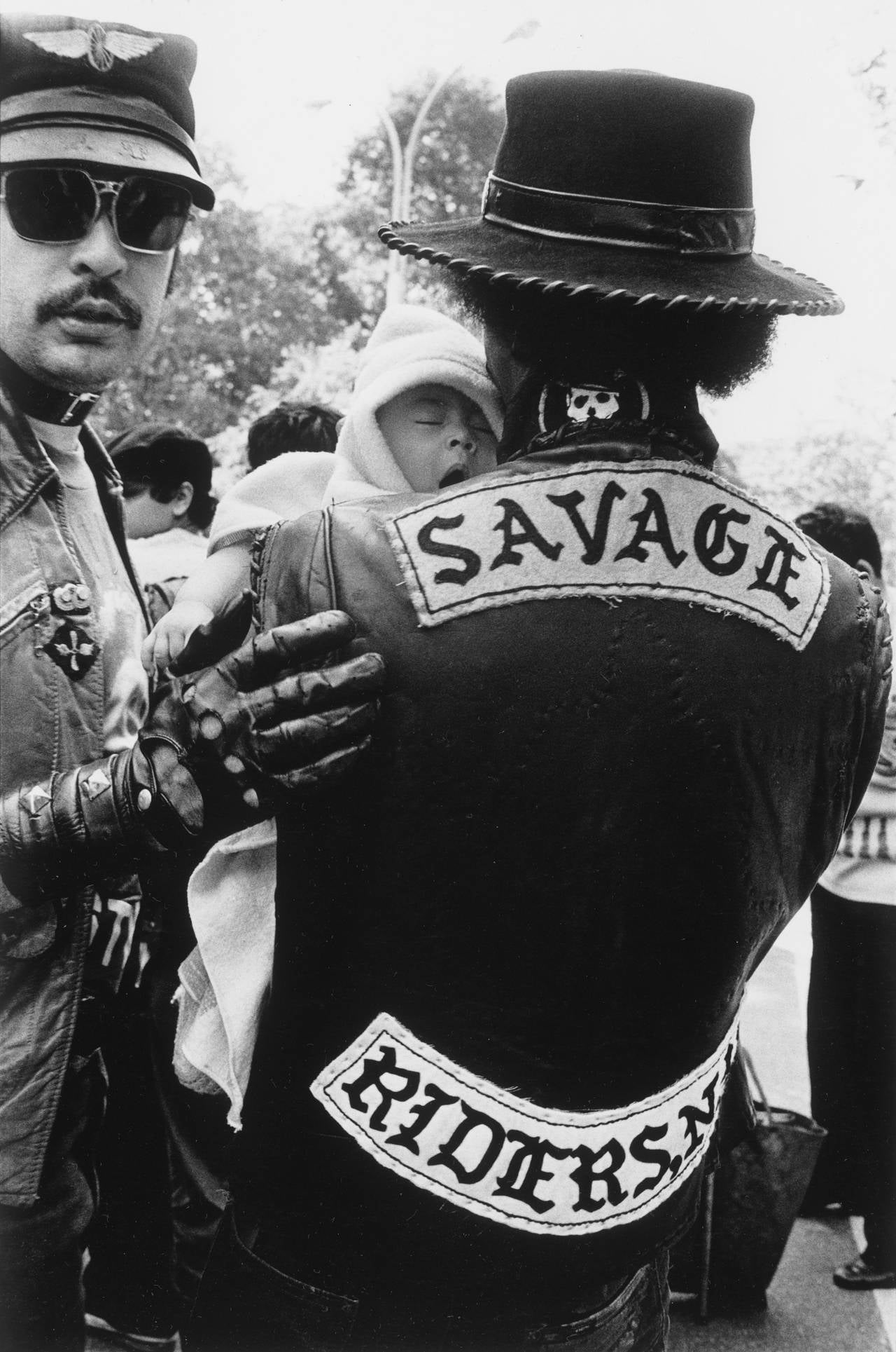 Arlene Gottfried Black and White Photograph - Savage Riders at the Puerto Rican Day Parade, NY