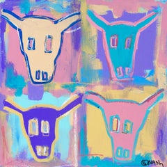 Steer Skulls, Acrylic Painting on Canvas 