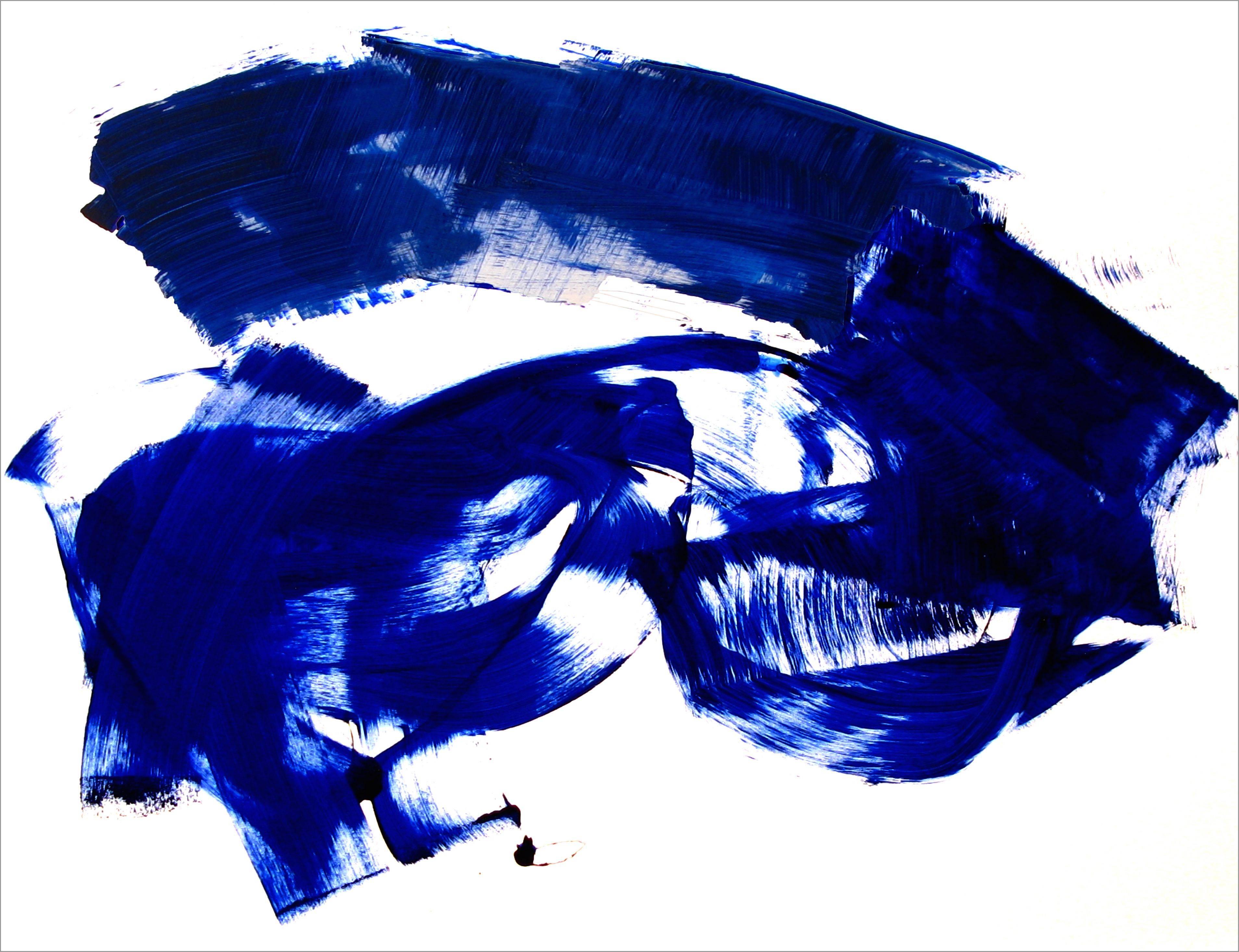 Suz Shippey Borski Abstract Painting - Fresh Sapphire Water, Acrylic Painting on Paper