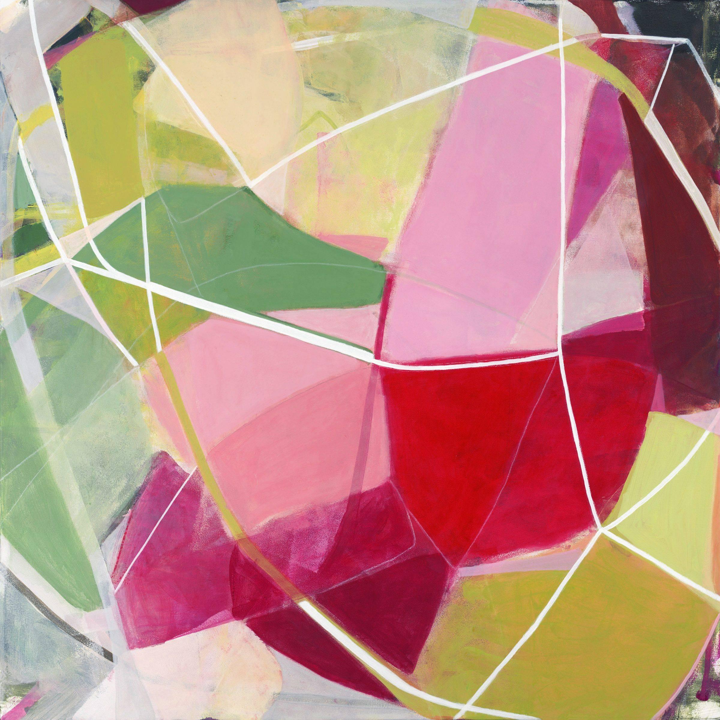 Abstract Painting de Heidi Carlsen-Rogers - Construcción Roja, Pintura Acrílica Sobre Lienzo
