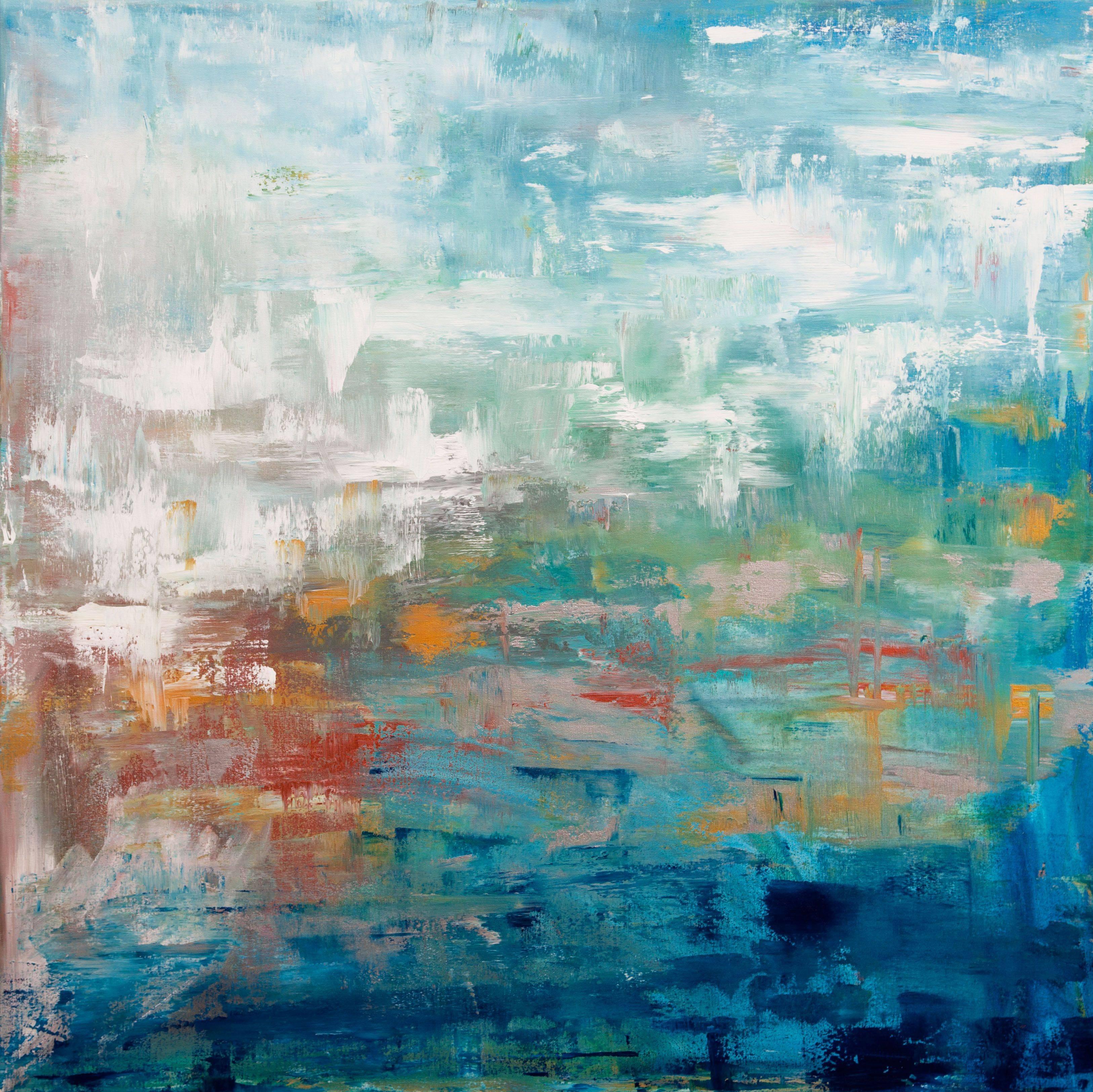 Hilary Winfield Abstract Painting - Coastal Viewpoint 4, Acrylic Painting on Canvas