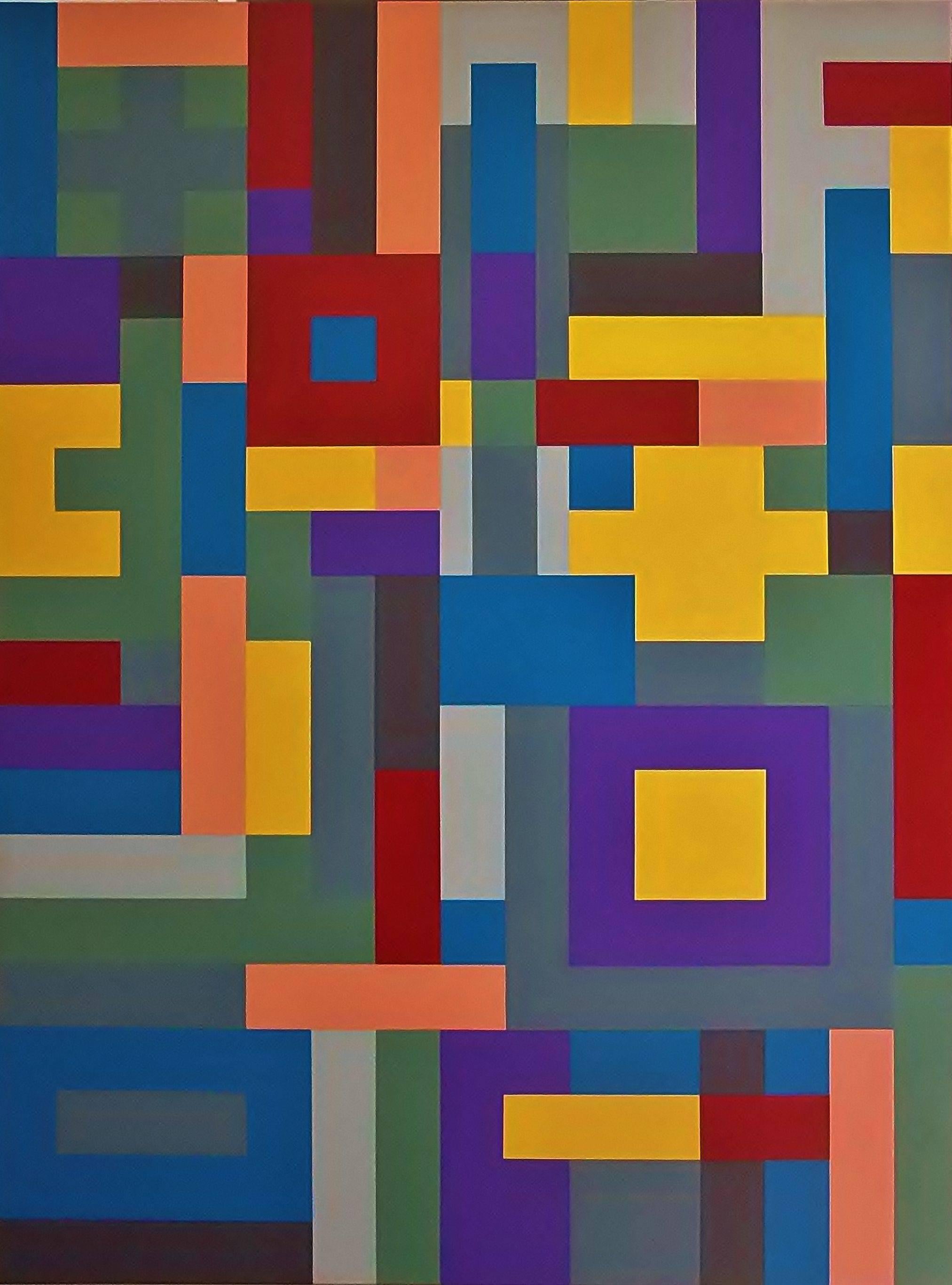 Abstract Painting di Juan Jose Hoyos Quiles - Composizione concreta 5, 2017, Pittura acrilica su tela