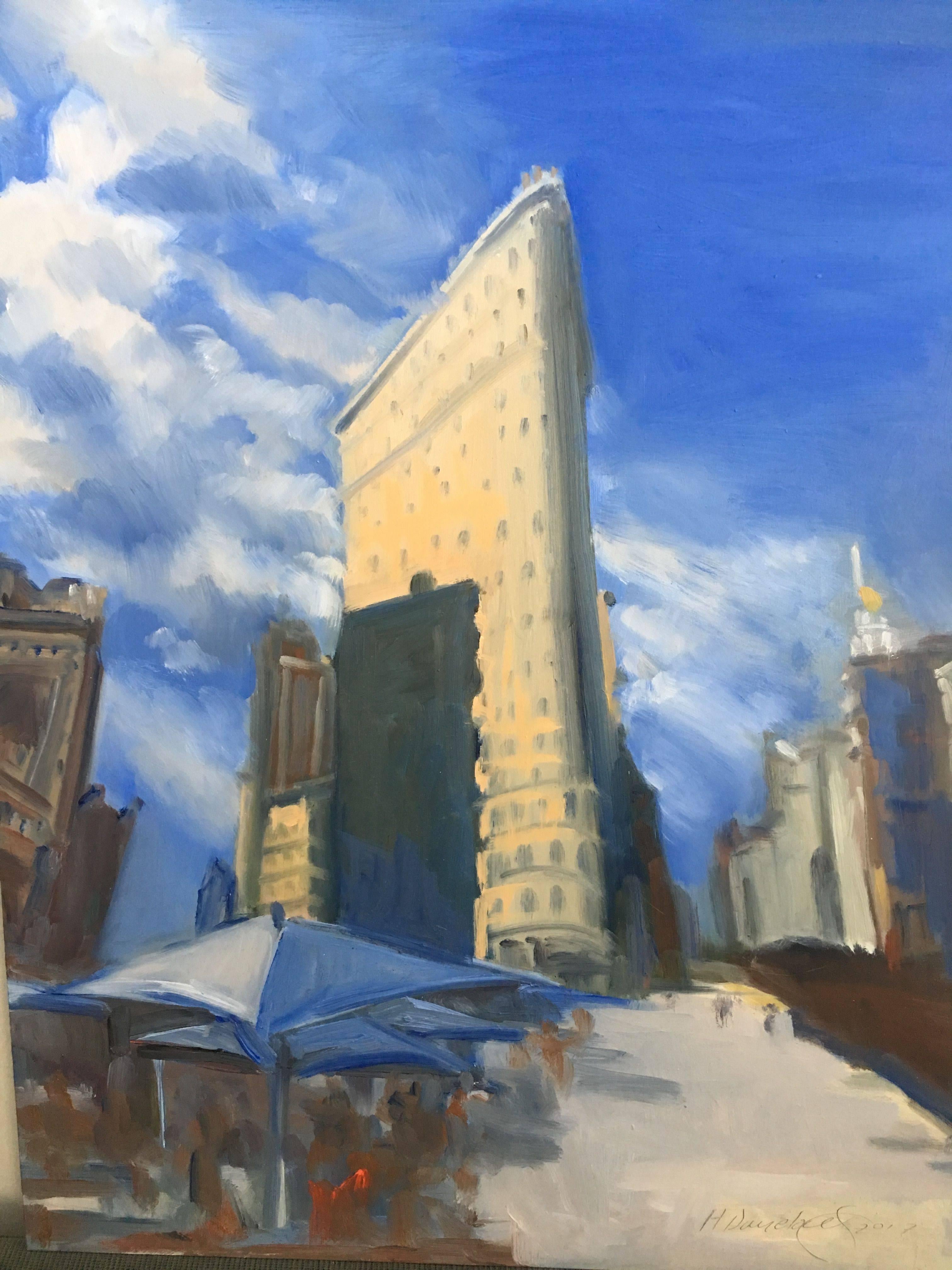 Howard Danelowitz Landscape Painting - Flatiron on a Sunny Day, Oil Painting on MDF Panel