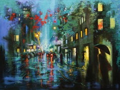 BROADWAY RAIN, Painting, Oil on Canvas