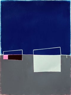 Composición en azul y gris, Pintura, acrílico sobre papel