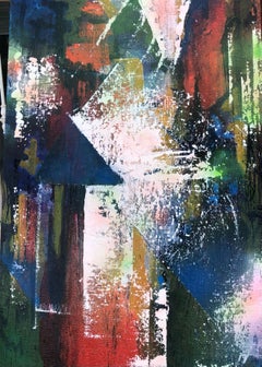 SYMPHONIE D'ÉLÉMENTS GÉOMÉTRIQUES, Peinture, huile sur toile