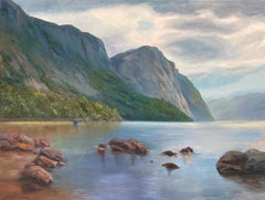 Norwegischer Fjord, Gemälde, Öl auf Leinwand