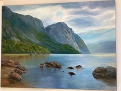 Norwegischer Fjord, Gemälde, Öl auf Leinwand