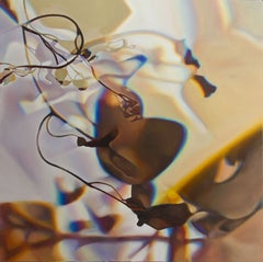 Feuilles irisées, Peinture, Huile sur panneau de bois