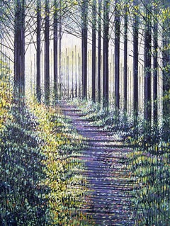 Late Autumn Forest Path, Painting, Acrylic on Canvas