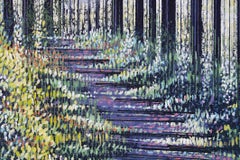 Late Autumn Forest Path, Painting, Acrylic on Canvas