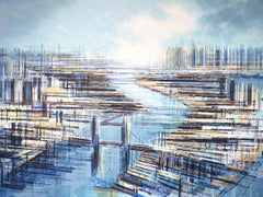 London City Skyline, Painting, Acrylic on Canvas