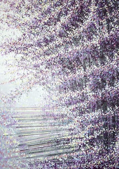 Fiori di lillà in primavera, dipinto, acrilico su tela