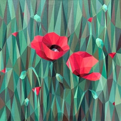 CONVERSATION OF TWO POPPIES, Painting, Acrylic on Canvas