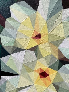 WHITE ABSTRACT TROPICAL FLOWERS, Painting, Acrylic on Canvas