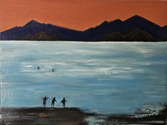 Surfers, Painting, Oil on Canvas