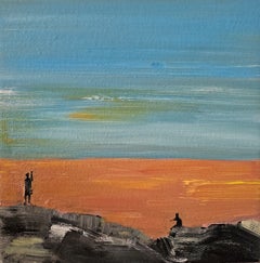 Coucher de soleil sur l'île, peinture, huile sur toile