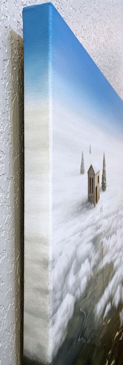 Entspanne deinen Geist, Winterlandschaft, friedlich, glücklich, Gemälde, Öl auf Leinwand