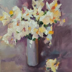 «Early Bloomer», pintura, óleo sobre panel de MDF