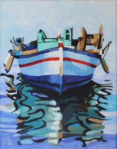 Fischerboot, Gemälde, Acryl auf Leinwand