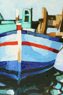 Fischerboot, Gemälde, Acryl auf Leinwand
