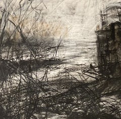 River Bend, Dibujo, carboncillo sobre papel