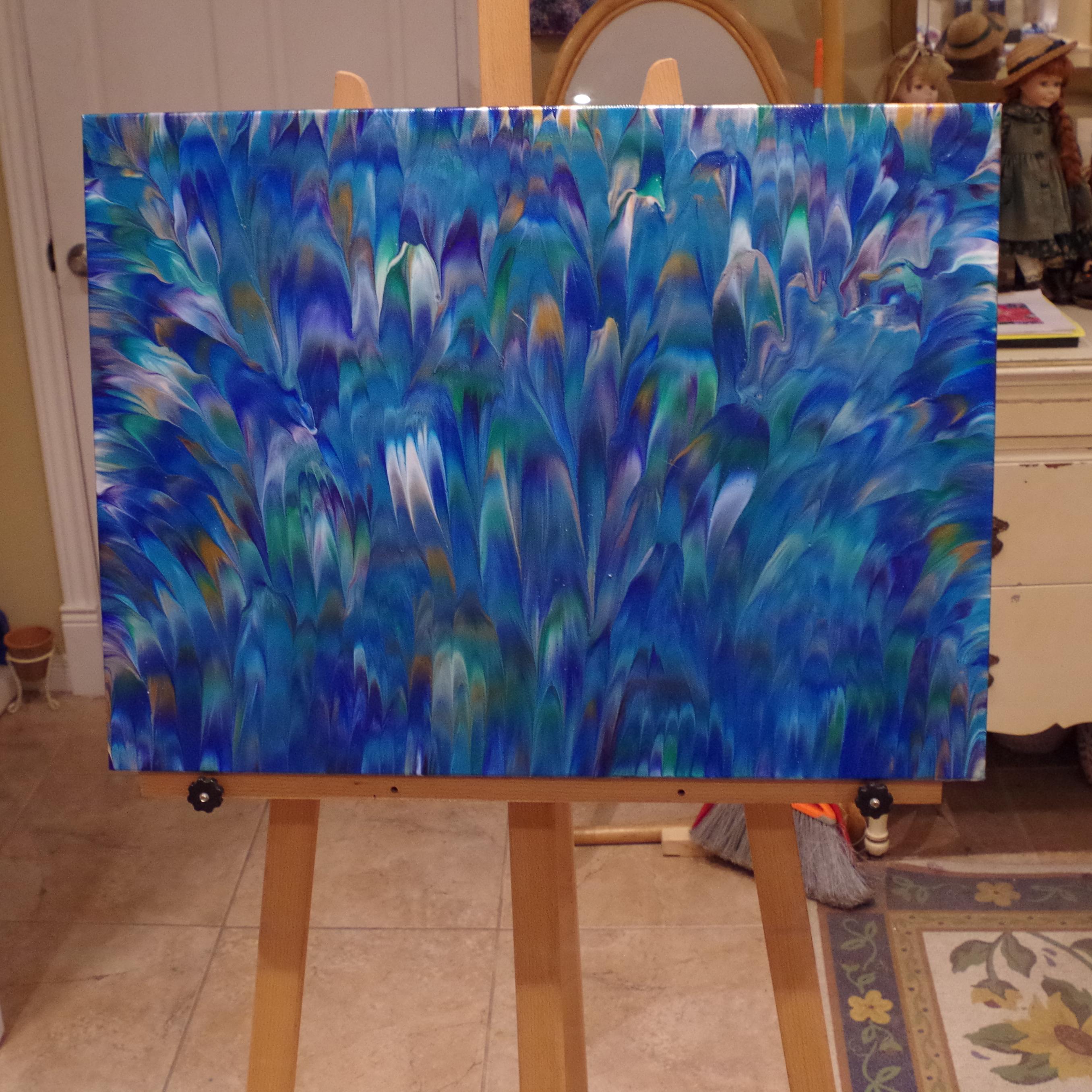 Peacock II, Original texturierte Federn, Gemälde, Acryl auf Leinwand – Painting von Alexandra Romano