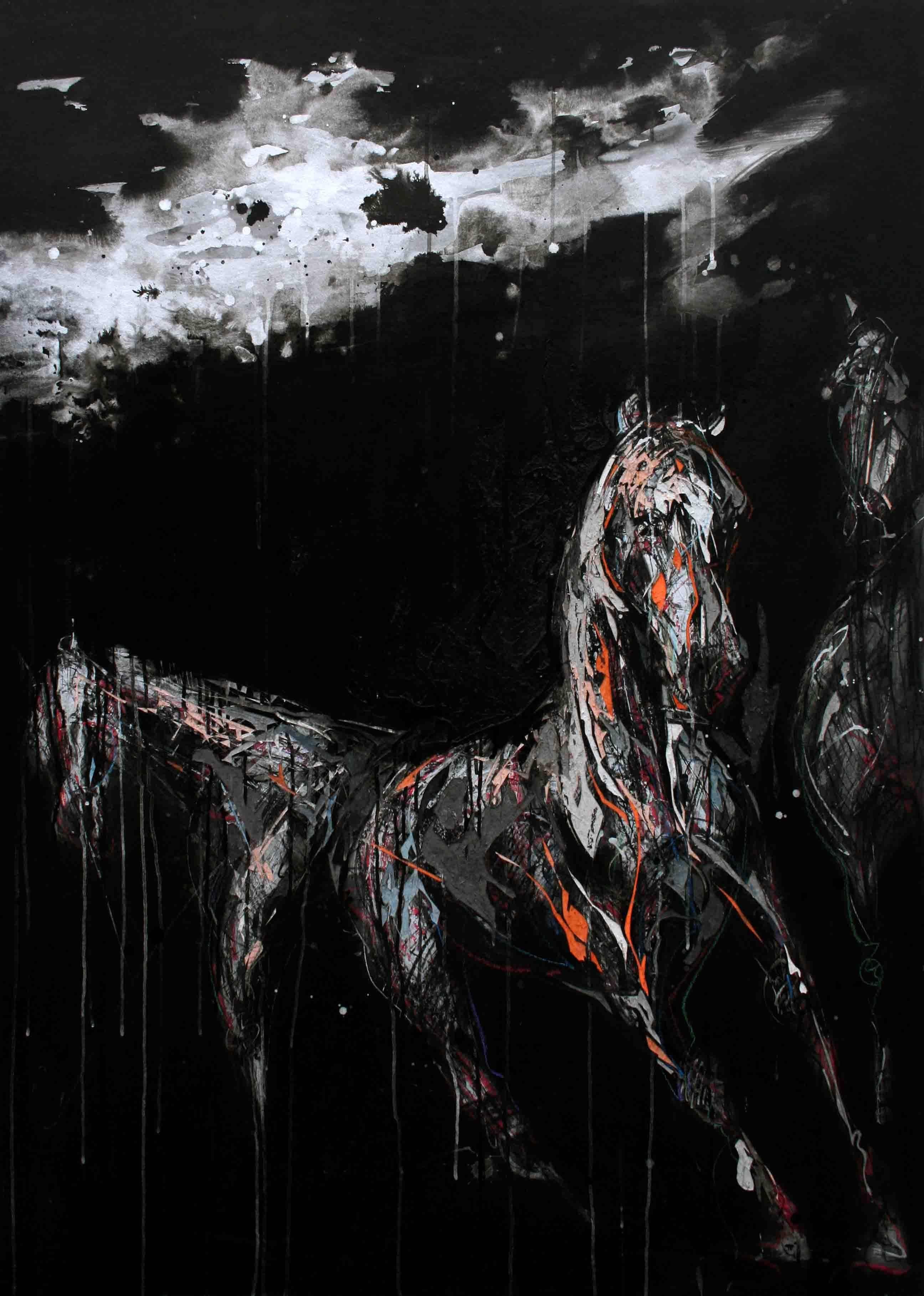 Nocturnal Melody 5 - Animal Painting (Horses)