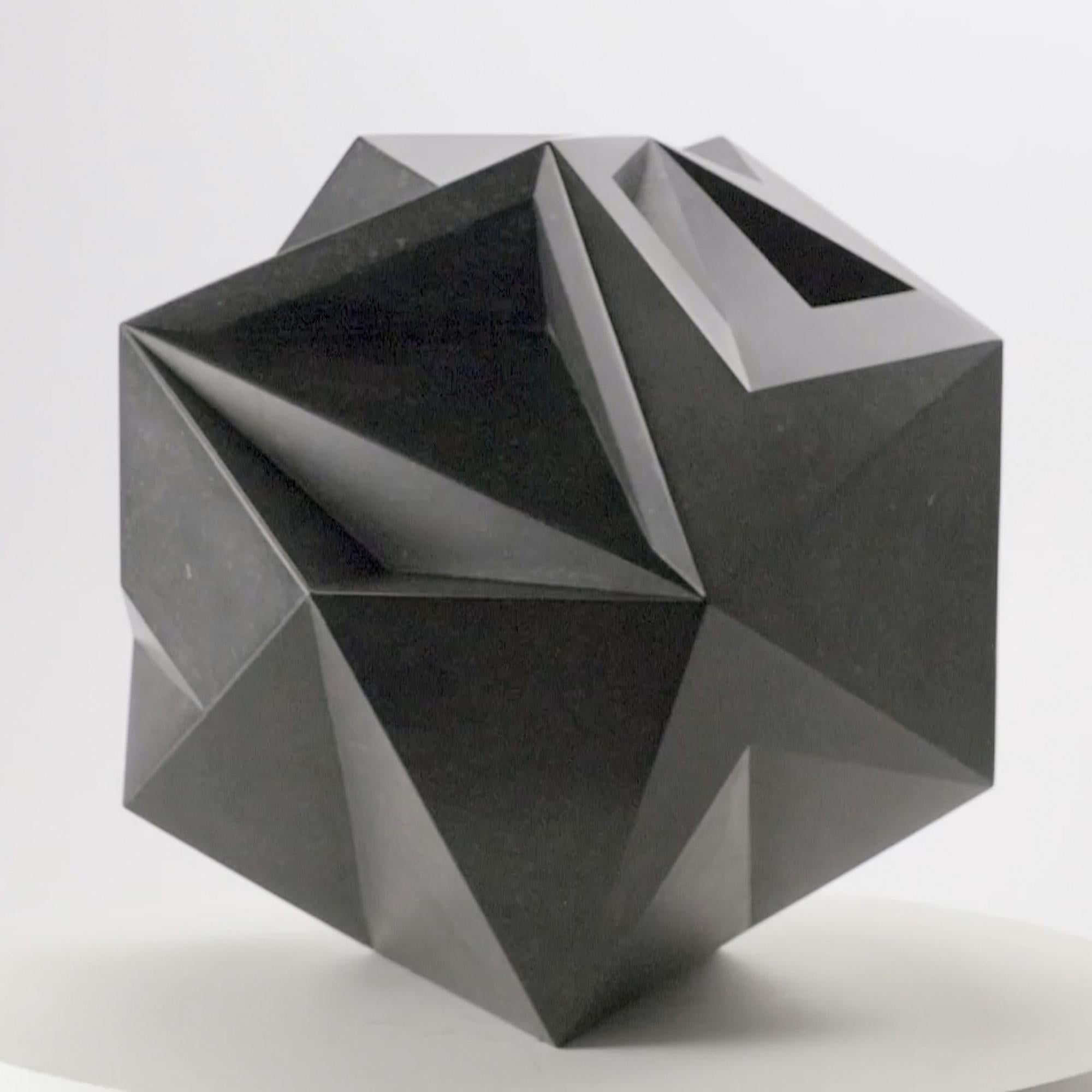 Blackbird By Richard Perry - abstract sculpture, Irish blue limestone For Sale 6